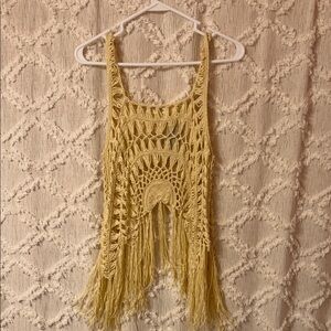 Lizard Thicket Cream Crochet Top